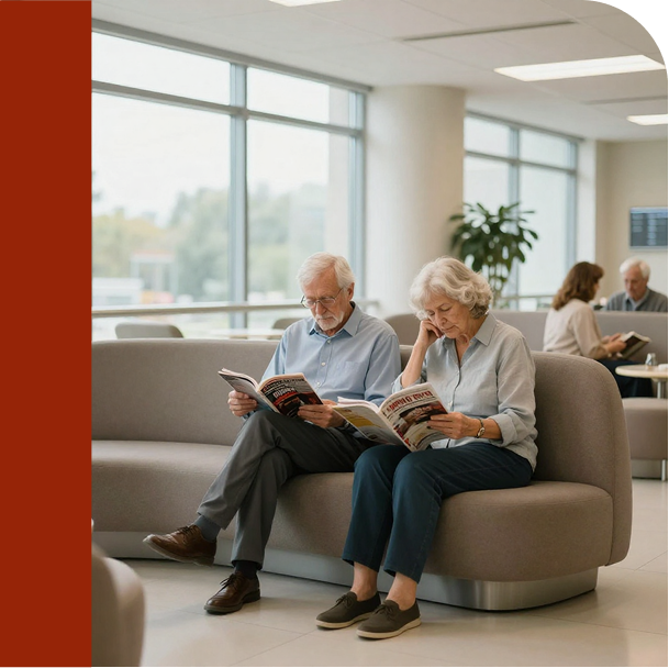 Elderly Couple Sitting While Reading-Filipino Care Clinic By Lafilipina Health Ventures Inc